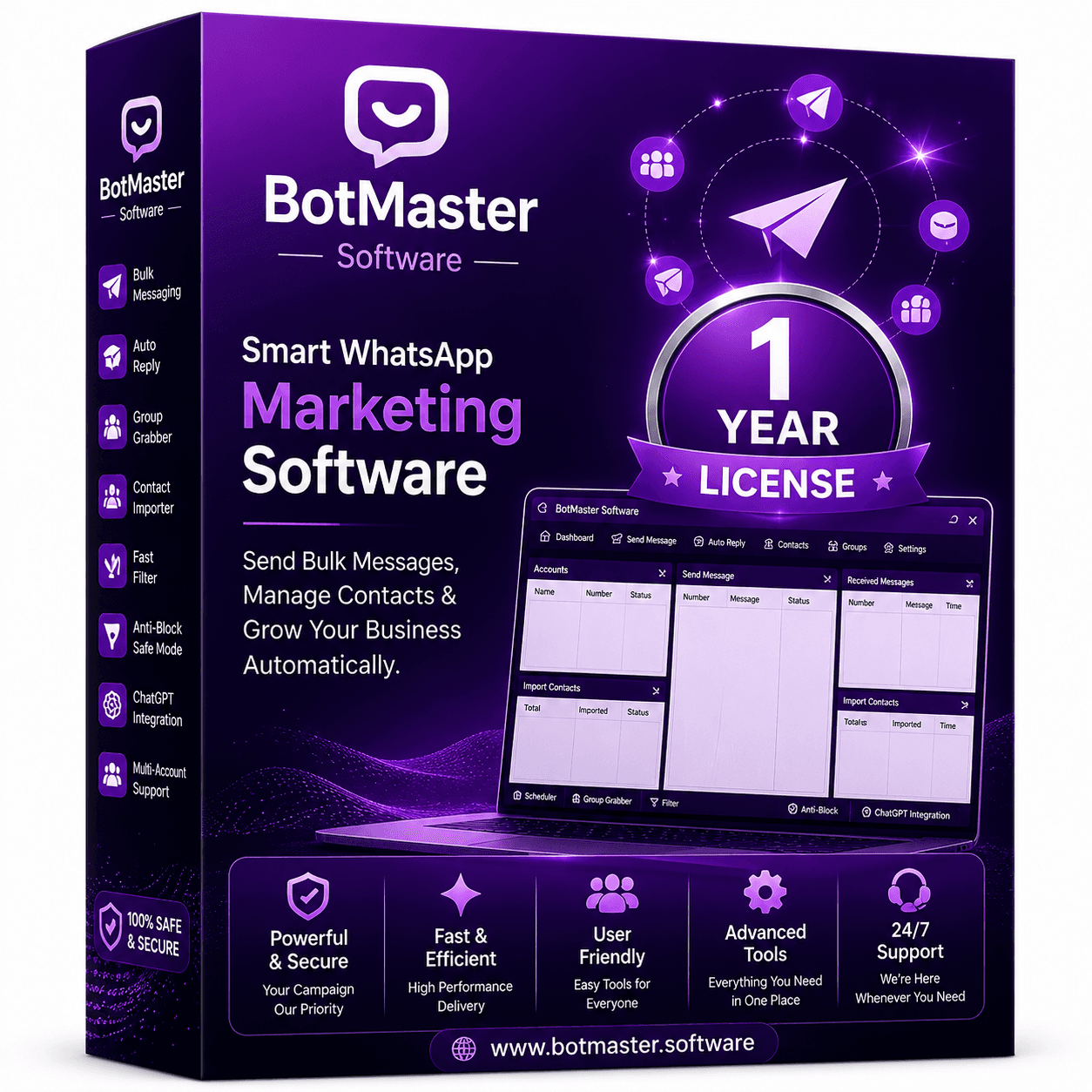 Botmaster License key for 1 Year | Powerful WhatsApp Marketing Software