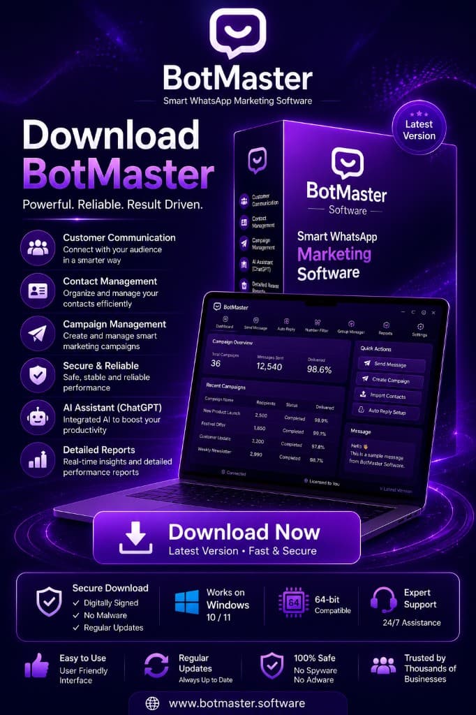 BotMaster setup – Smart WhatsApp Marketing Software for desktop