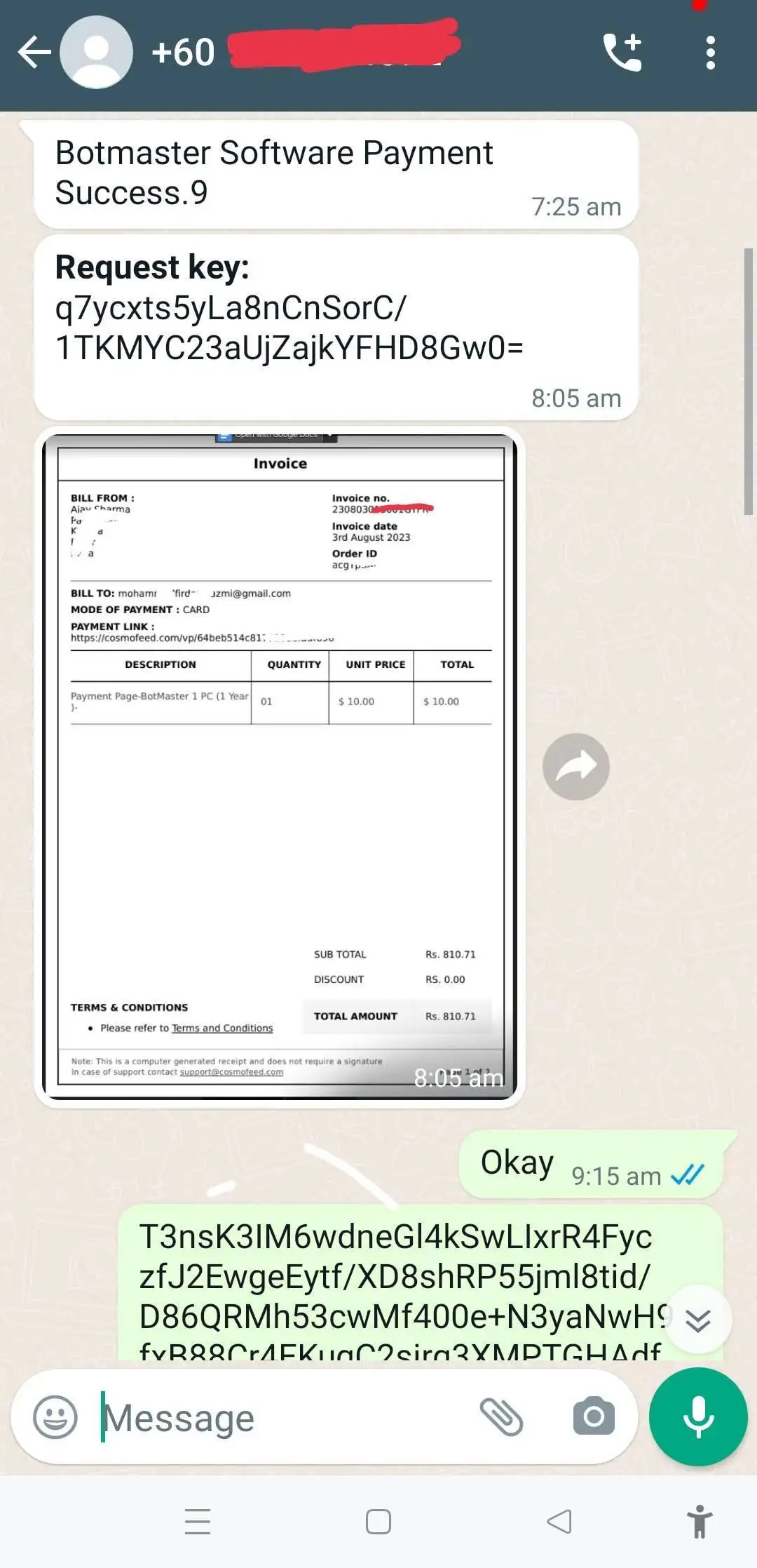 BotMaster customer payment proof screenshot 5