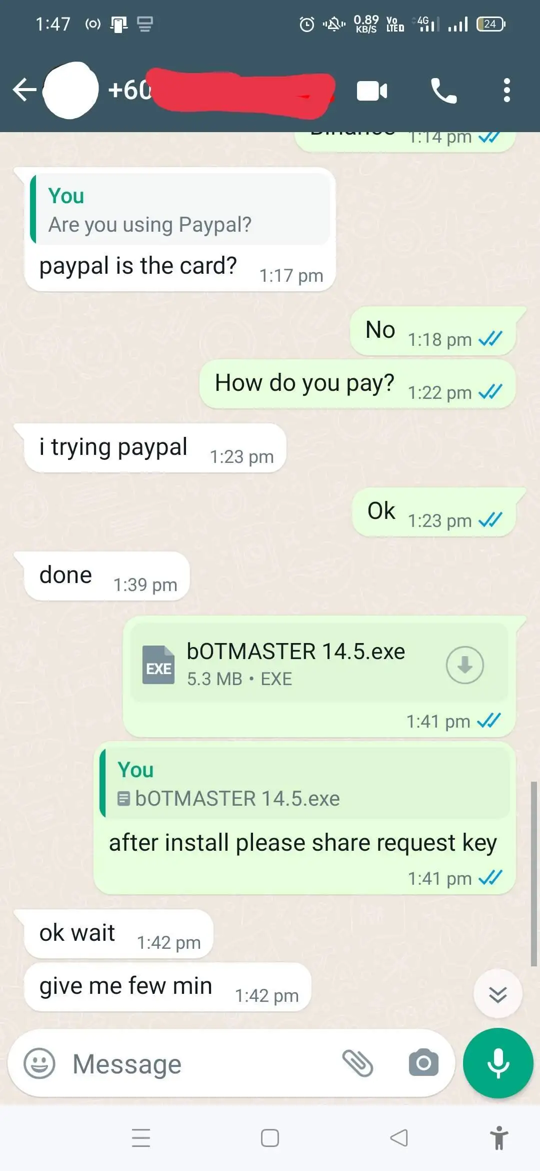 BotMaster customer payment proof screenshot 6